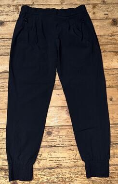 LJ Black Premium Womens Size M Pleated Front Joggers With Side Zippers